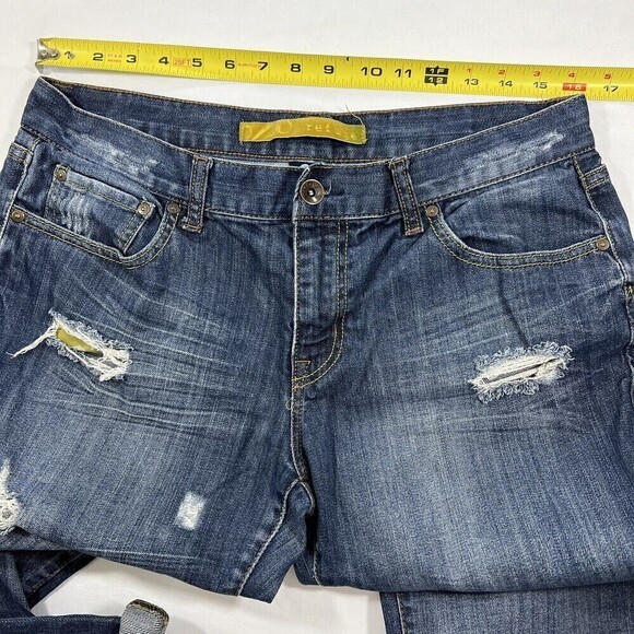 Refuge Straight Distressed Ankle Crop Denim Jeans 2B-3623B‎ Size 9 - Picture 9 of 12